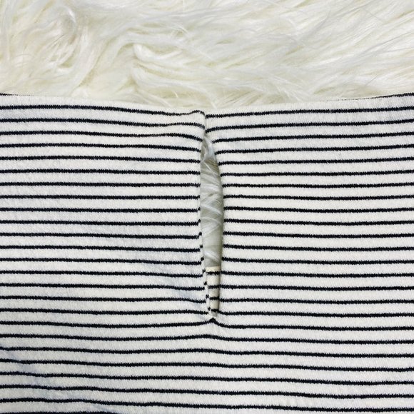 J. Crew Womens Knit A Line Striped Peplum Sleeve Black Ivory Dress Size Large - Picture 4 of 11